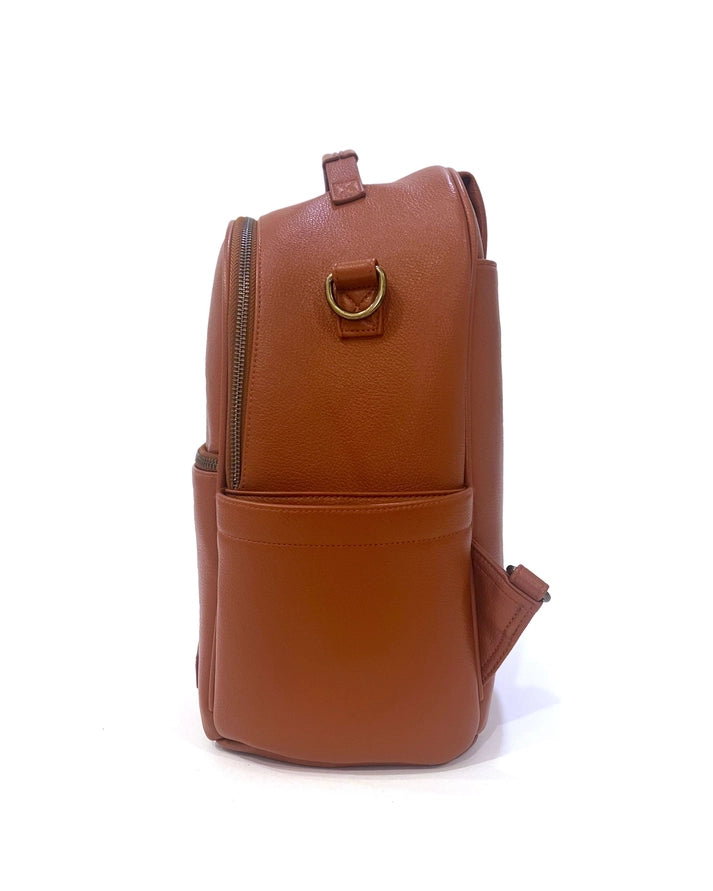 Vegan leather Alder backpack in warm tan tone with interchangeable strap system