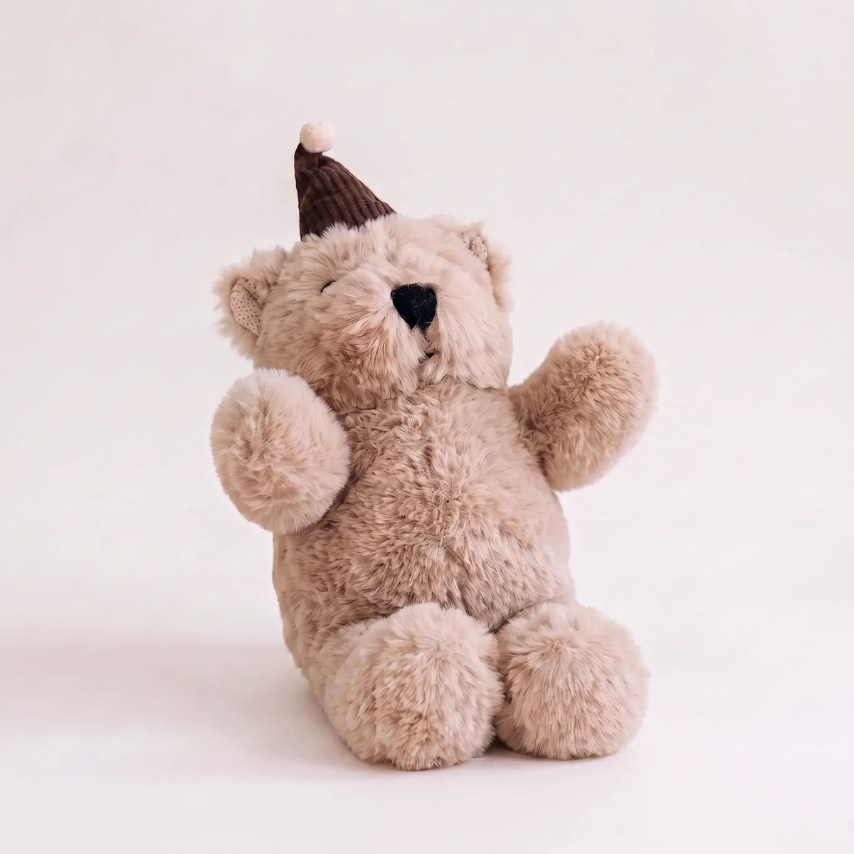 Arthur plush teddy bear soft toy for babies, wearing a party hat