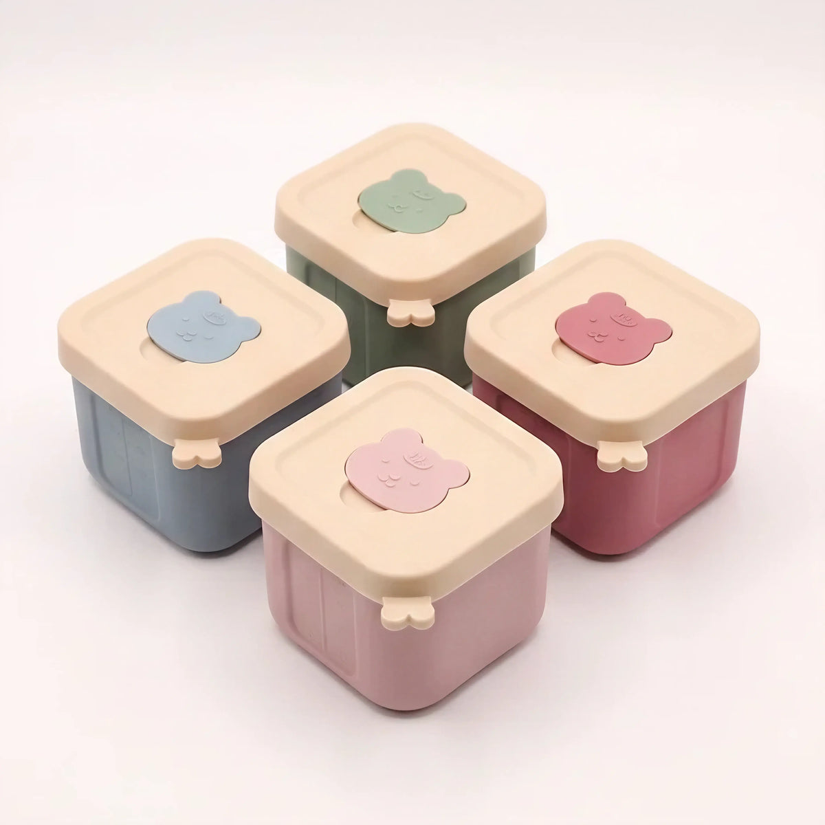 Silicone baby food containers, set of 4, Bear design (view 1)