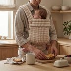 Birch baby carrier worn in front carry position neutral fabric