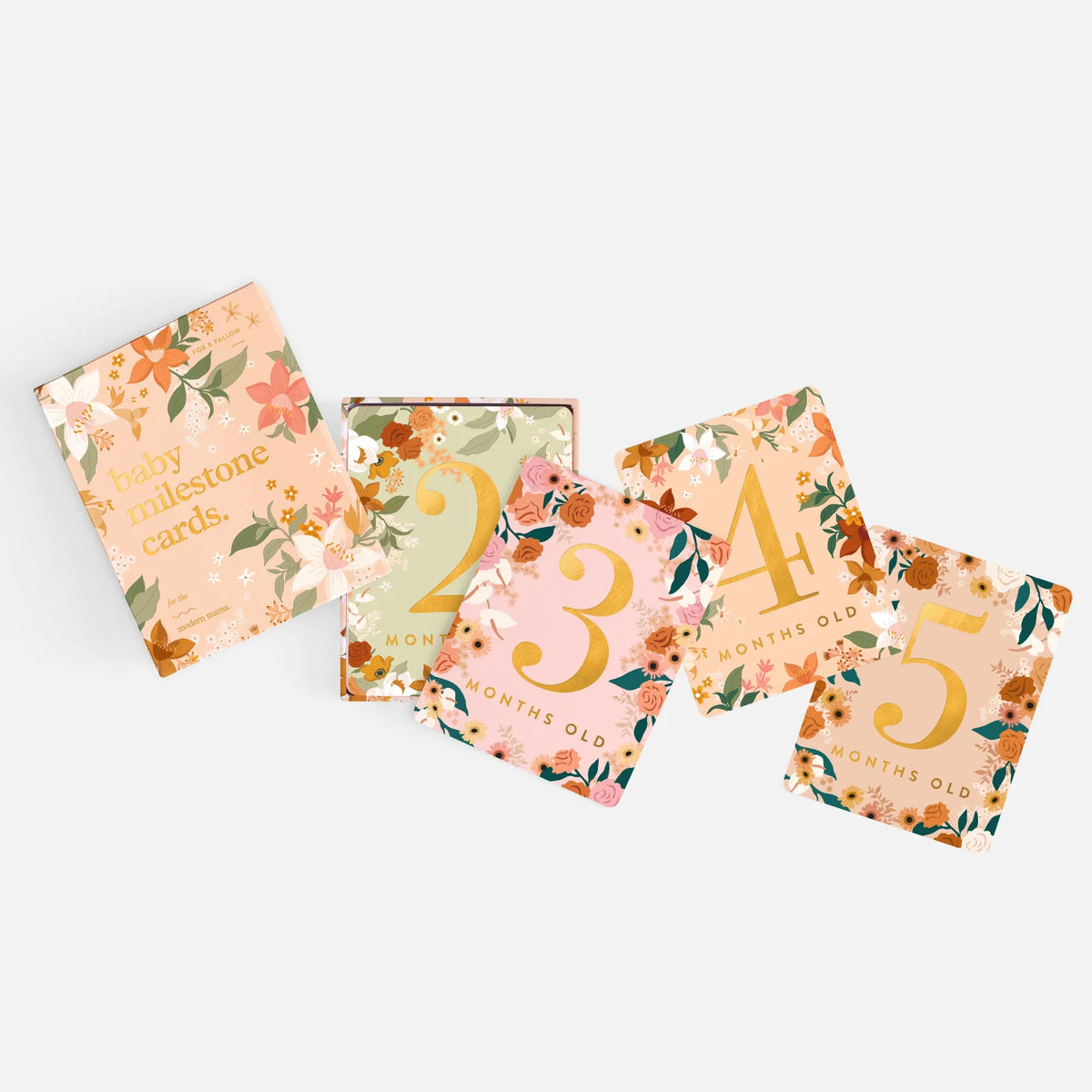 Peach and green baby milestone card set