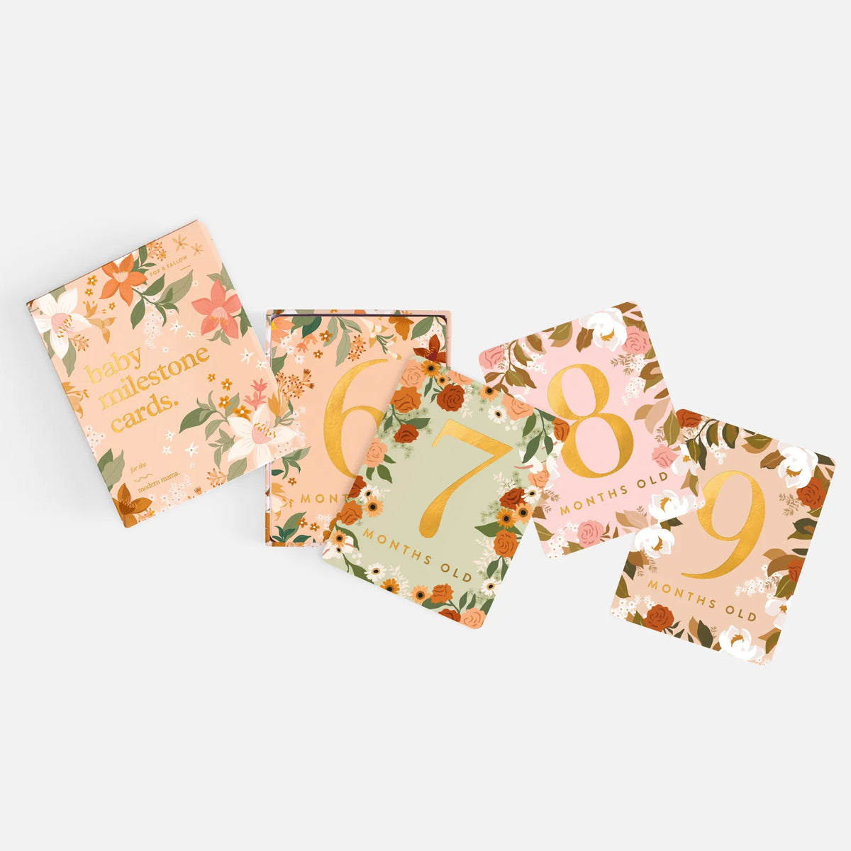 34-piece floral baby milestone card keepsake set