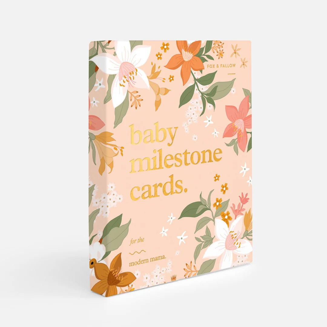 Floral baby milestone cards keepsake box standing upright
