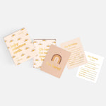 Boho baby milestone cards in gold foil keepsake box