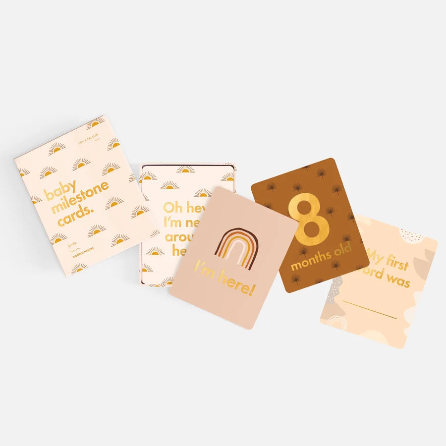 Selection of boho baby milestone cards from the keepsake set