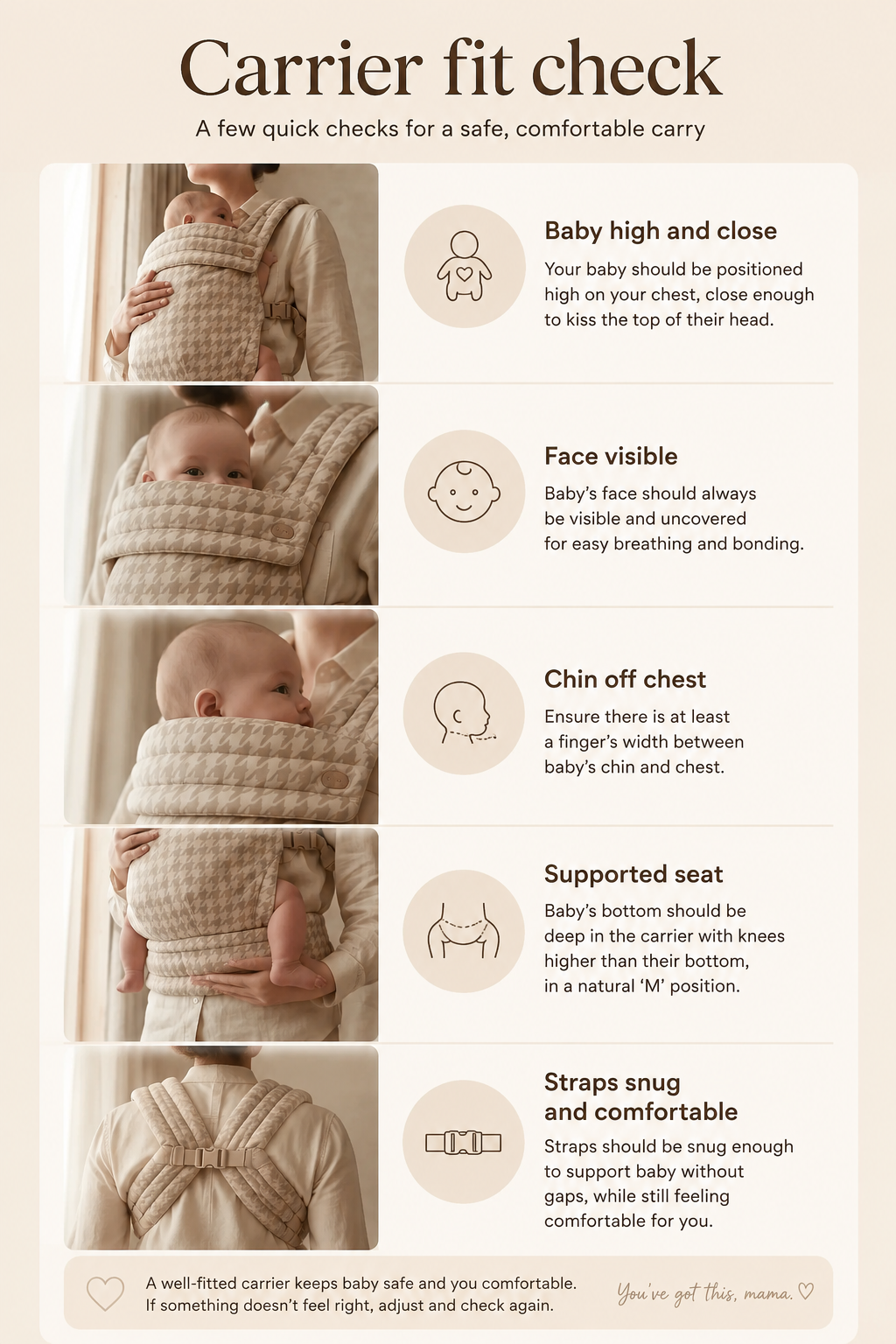 Baby carrier - ergonomic front position safety carry card