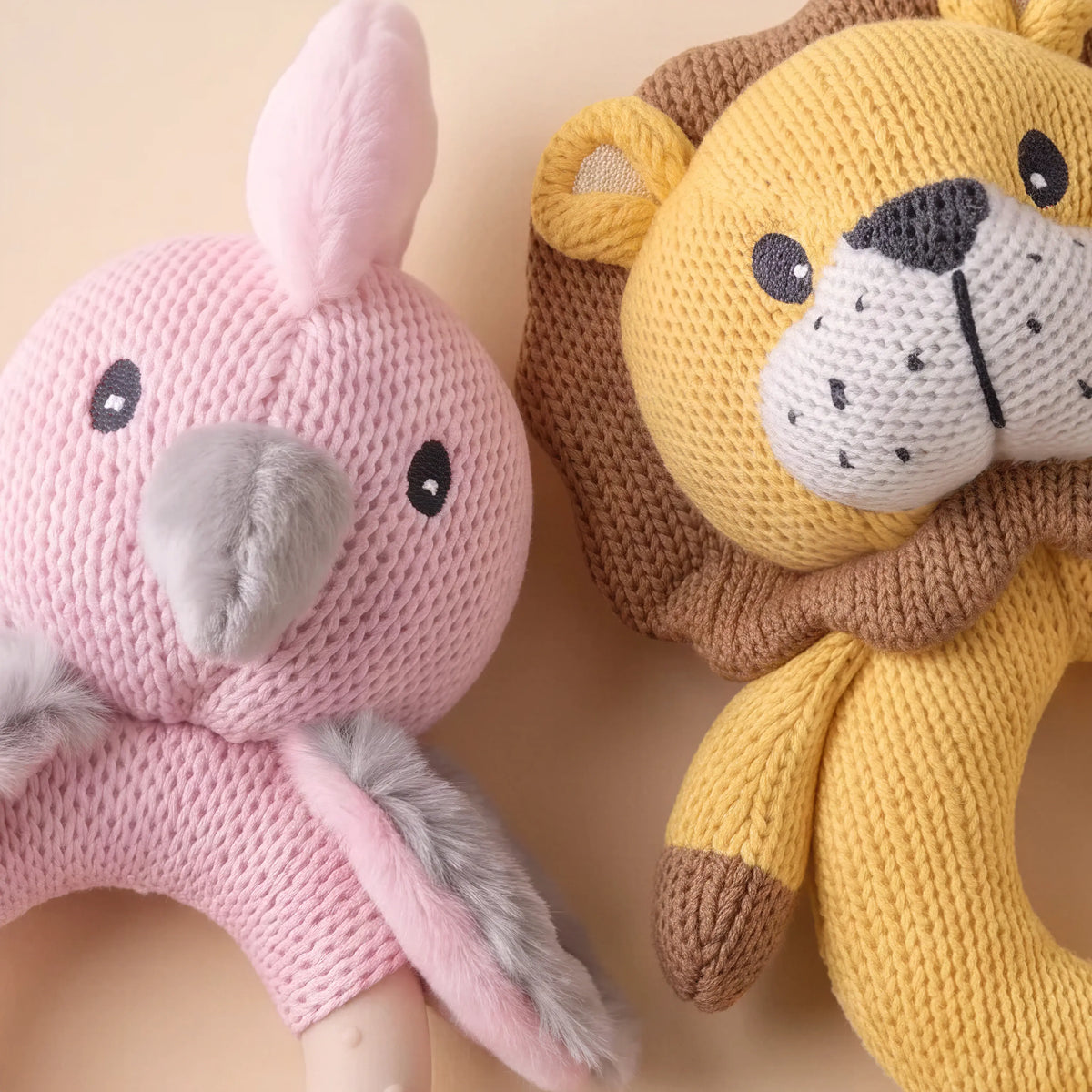 Cotton knit baby rattles, Cleo and Hugo (view 3)