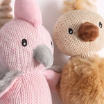 Cotton knit baby rattle and pram toy set, Cleo and Pip (view 3)