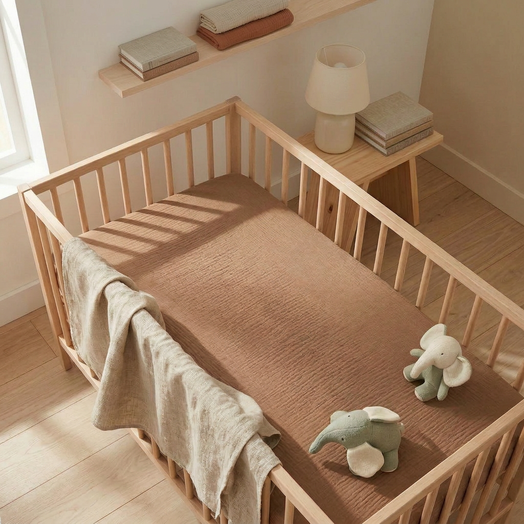 Cocoa fitted cot sheet soft breathable baby bedding
