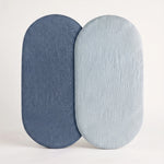Muslin cotton fitted bassinet sheets, 2 pack in Double Denim