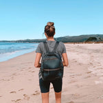Black nappy bag backpack — The Flint by Honey & Sage with interchangeable strap system