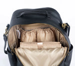 Black nappy bag backpack — The Flint by Honey & Sage with interchangeable strap system