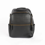 Black nappy bag backpack — The Flint by Honey & Sage with interchangeable strap system in dark neutral tone