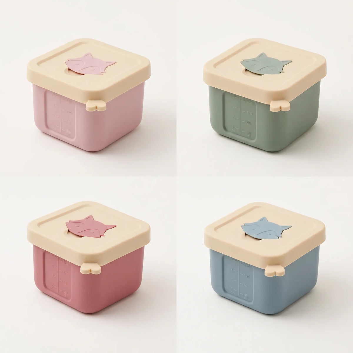 Silicone baby food containers, set of 4, Fox design (view 5)
