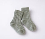 Soft stretch baby knit socks in Frankie Cove sage green