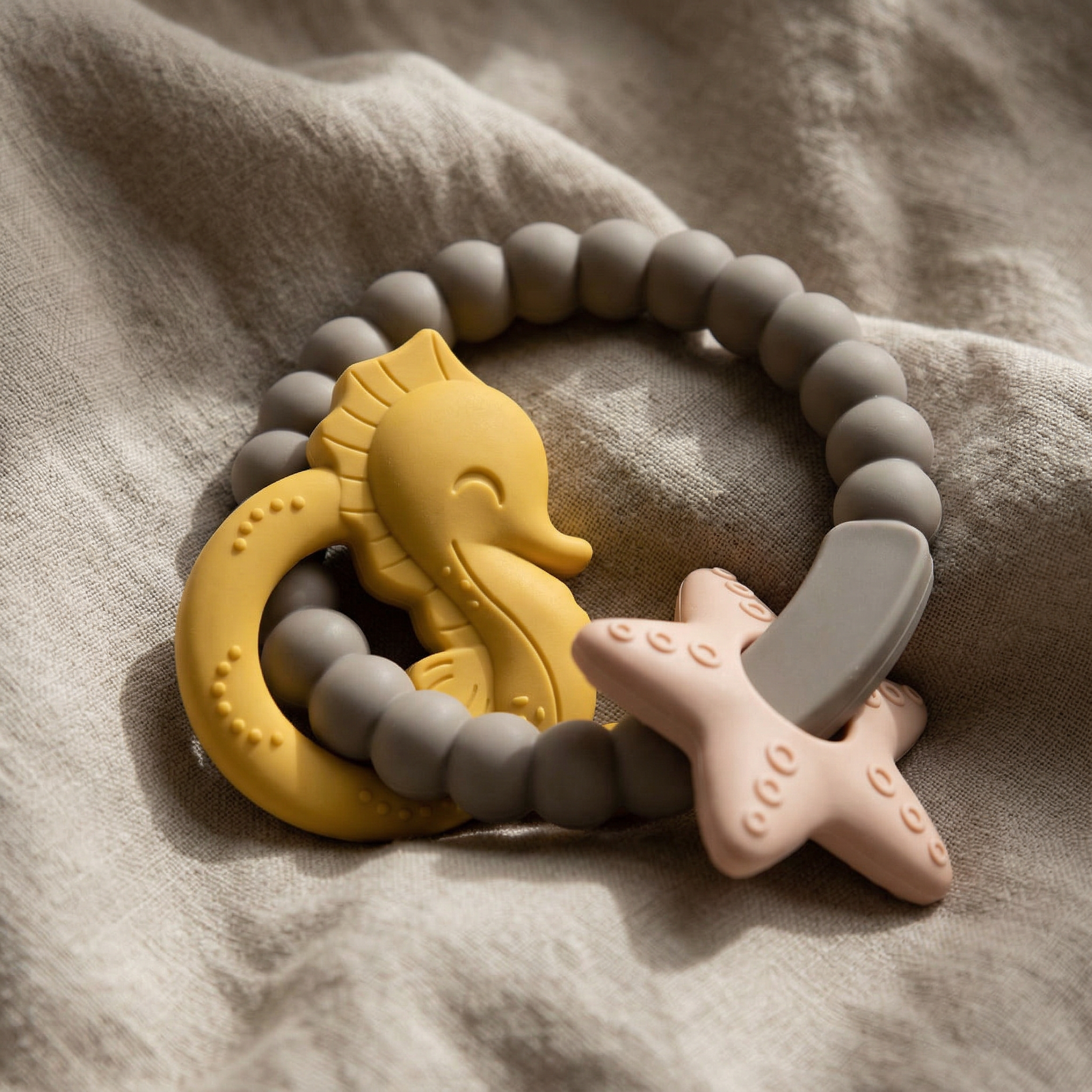 Baby teethers — silicone and beechwood by Honey & Sage