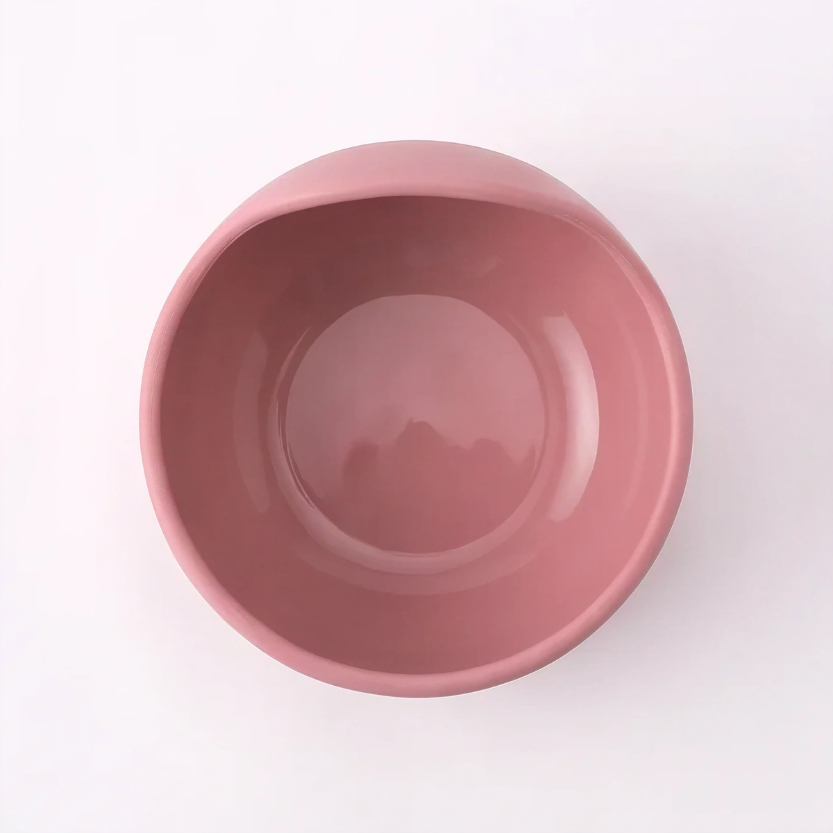Silicone suction bowl in Rosewood (blush pink), close-up front view