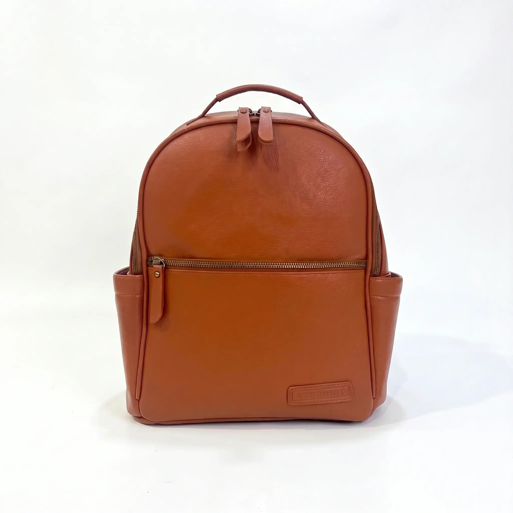 Tan nappy bag backpack - The Alder, on white background - Honey & Sage
