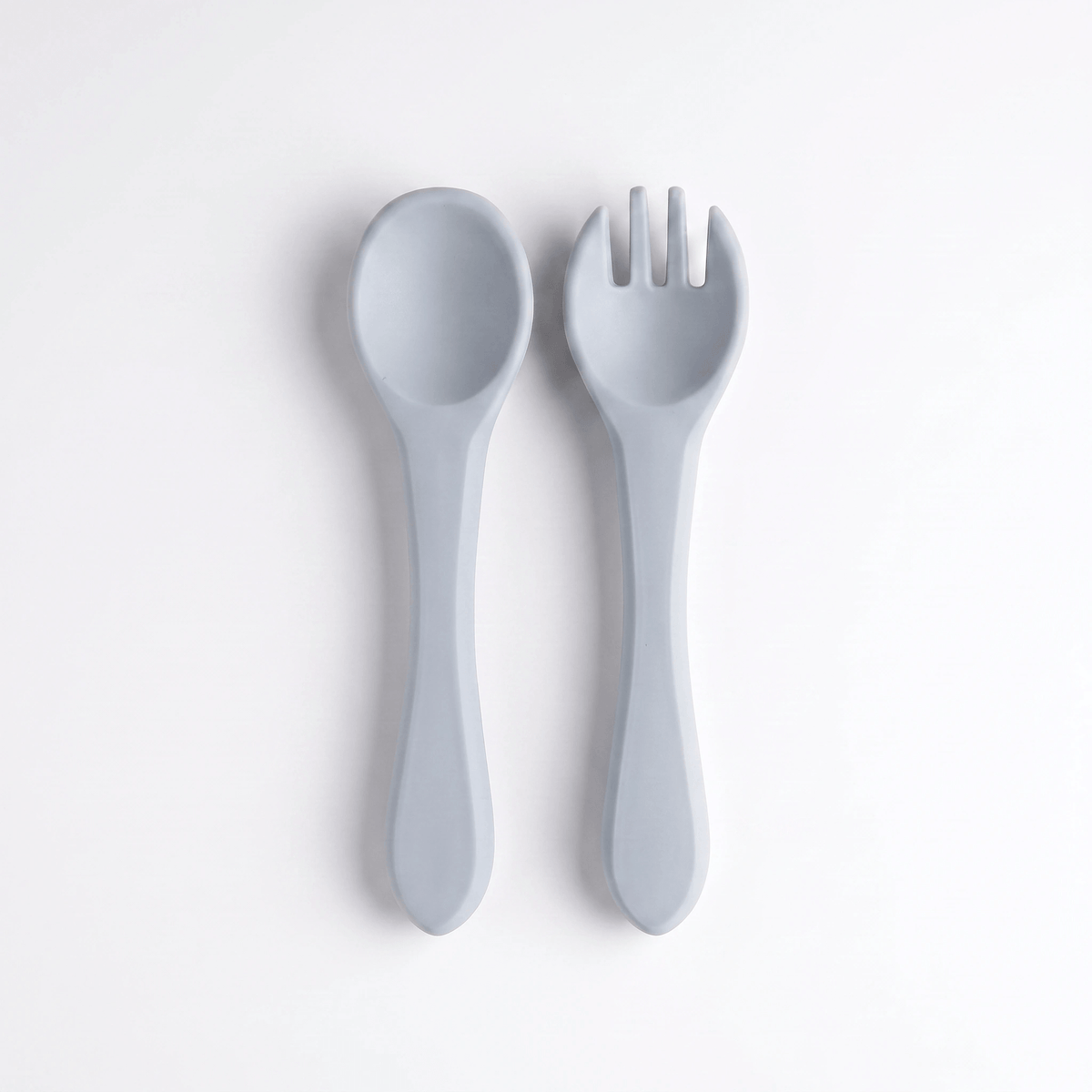 Silicone baby utensils set in Harbour (blue) – spoon and fork