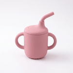 Silicone sippy cup with straw in Rosewood (blush pink)