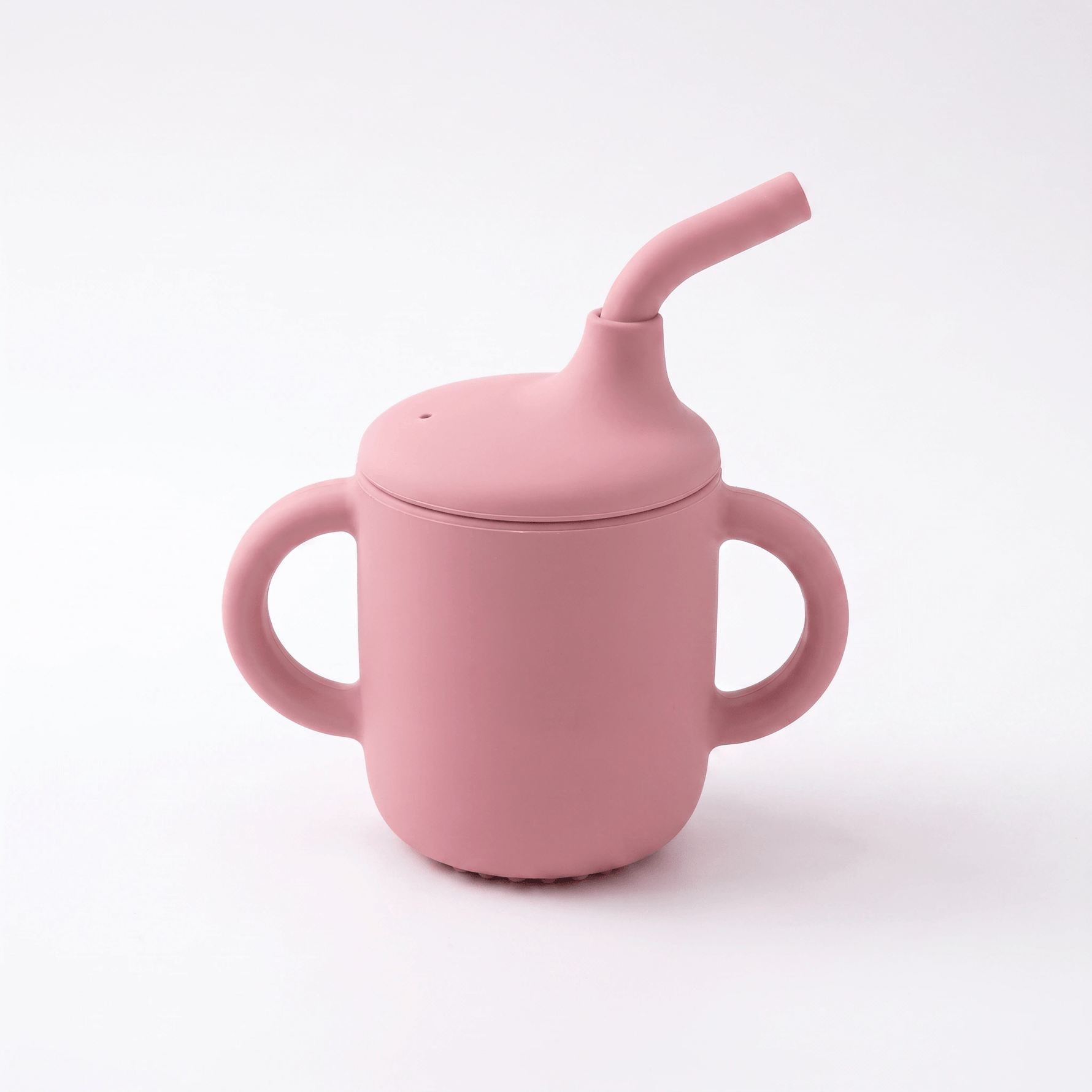Silicone sippy cup with straw in Rosewood (blush pink)