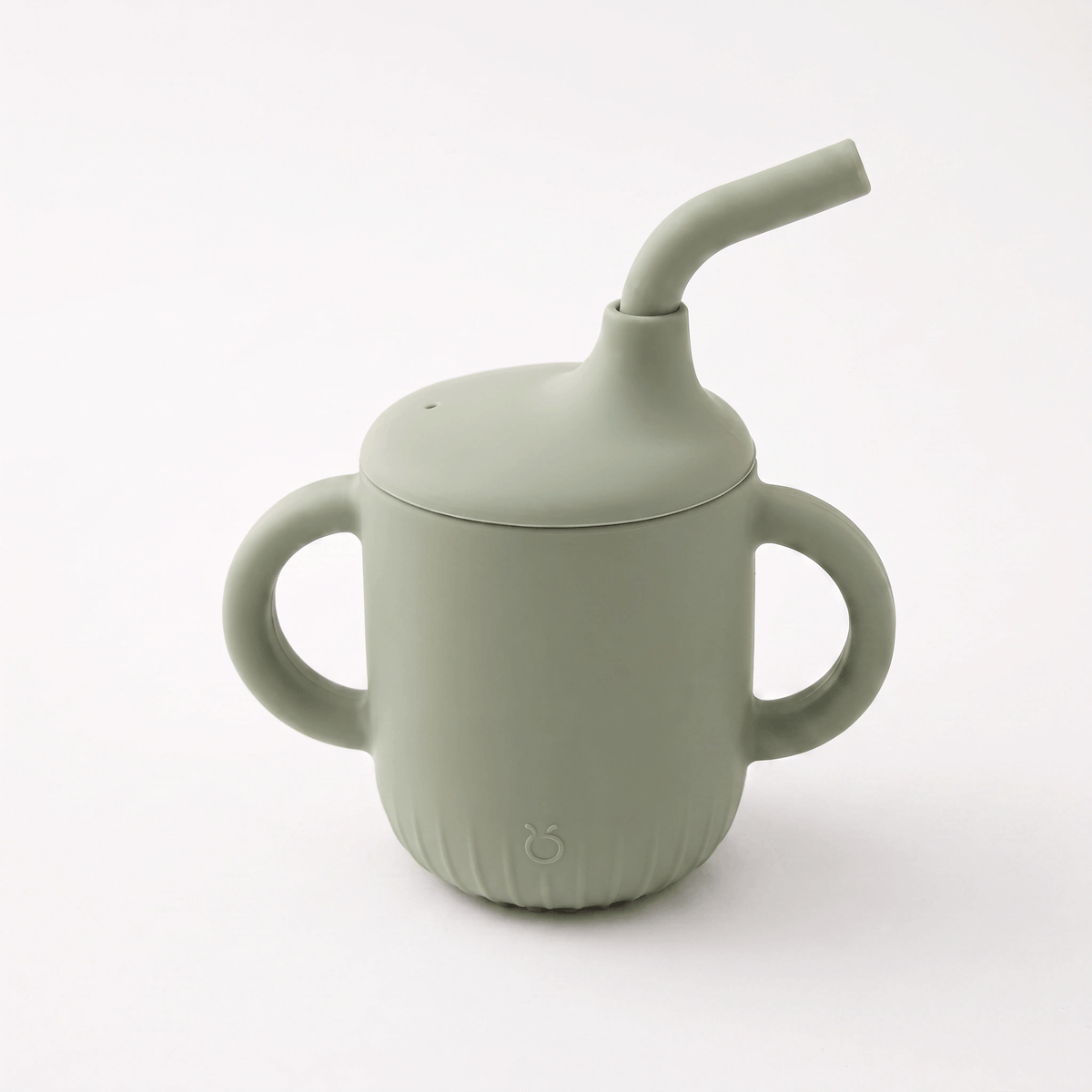 Silicone sippy cup with straw in Sage (green)