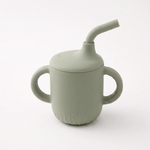 Silicone sippy cup with straw in Sage (green)