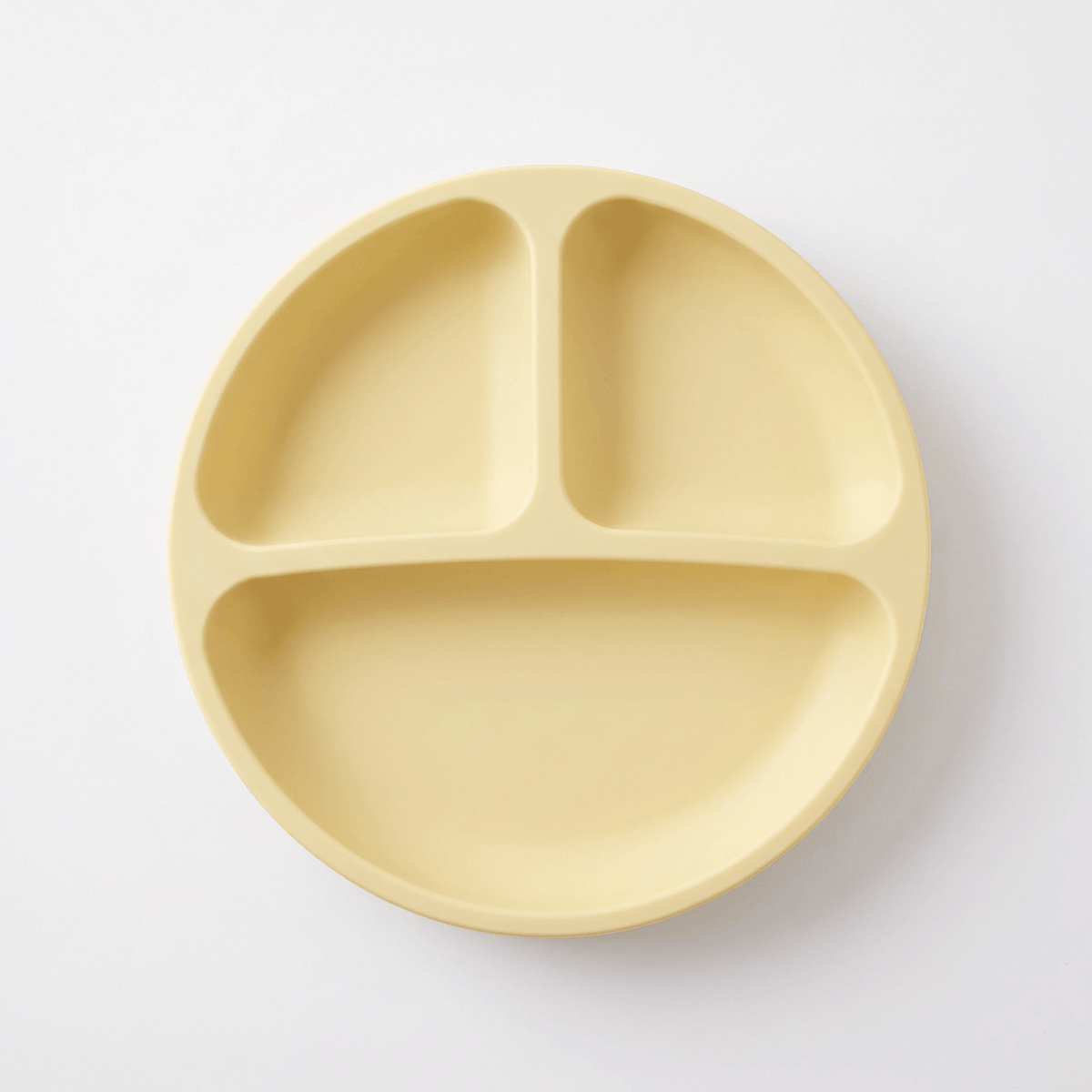 Silicone suction plate in Dawn (bright yellow) with divided sections