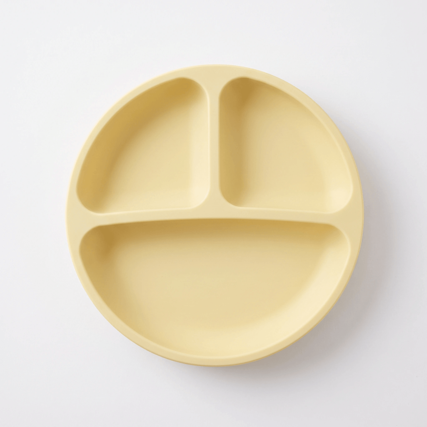 Silicone suction plate in Dawn (bright yellow) with divided sections