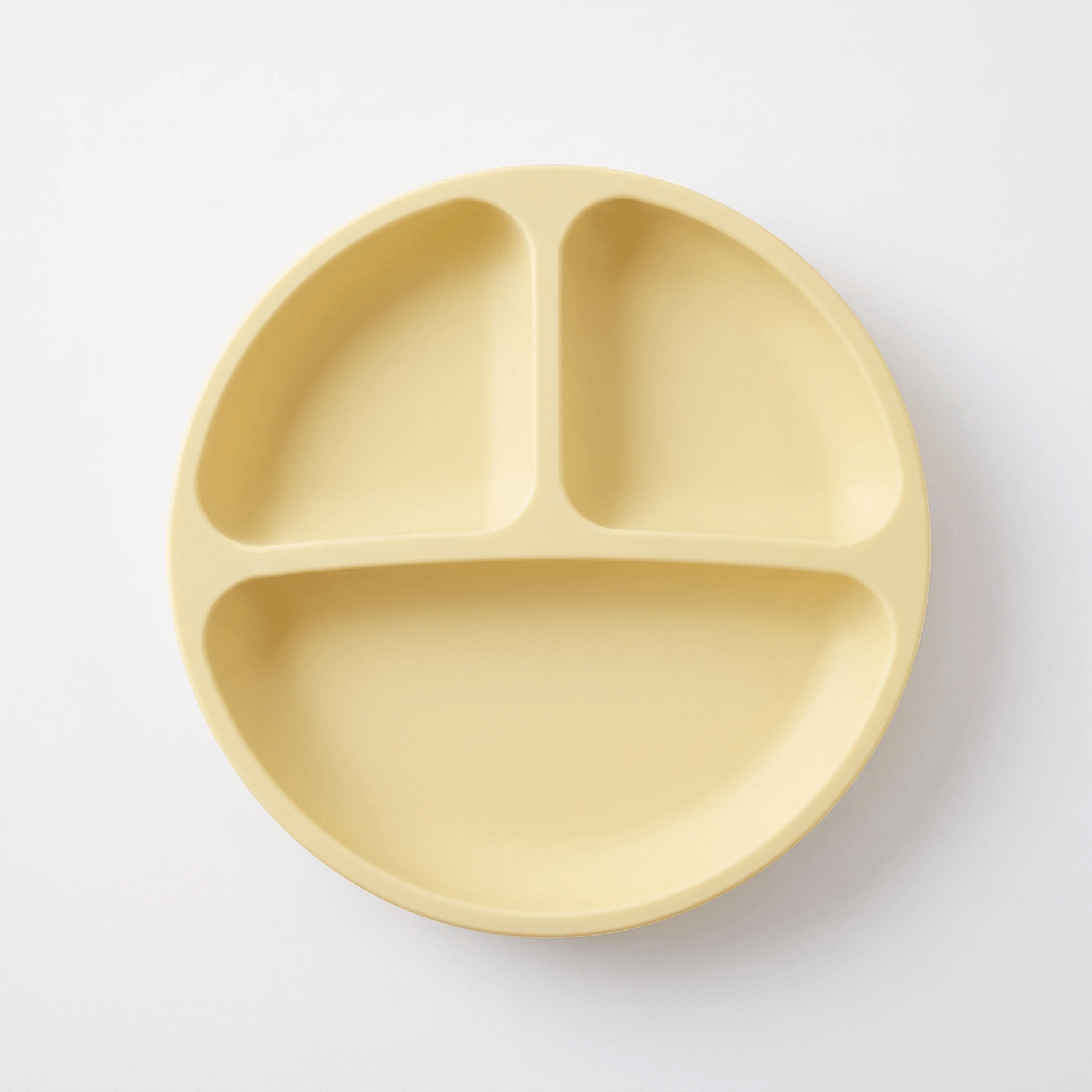 Silicone suction plate in Dawn (bright yellow) with divided sections