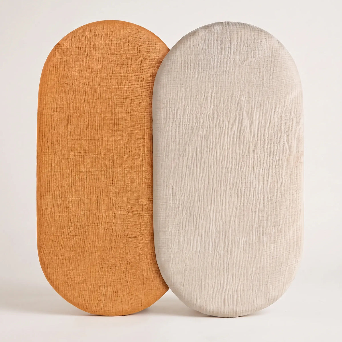 Muslin cotton fitted bassinet sheets, 2 pack in Honey Oat