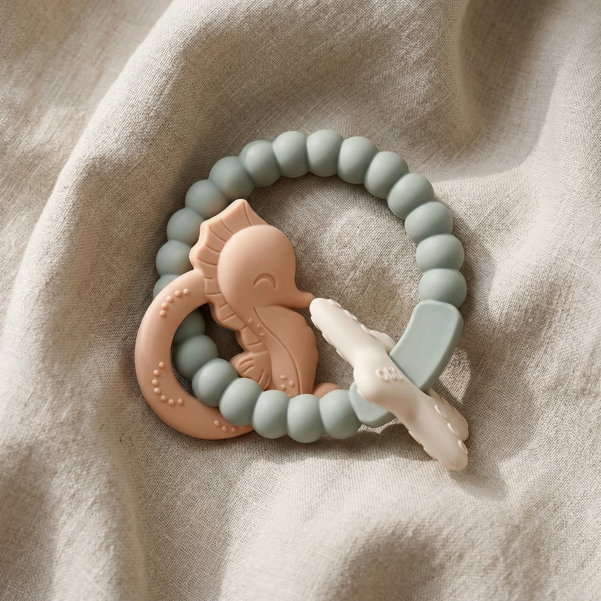Baby teethers — silicone and beechwood by Honey & Sage