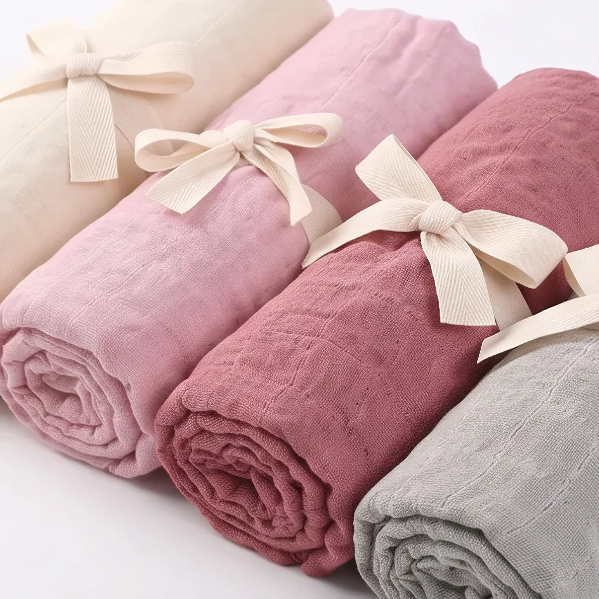 Rolled bamboo baby swaddles in Esperance, Airlie, Broome and Stirling, close-up