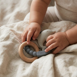 Baby teethers — silicone and beechwood by Honey & Sage