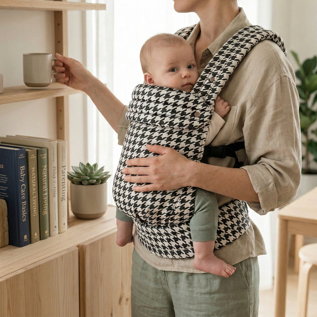 Black onyx baby carrier worn by parent ergonomic front carry