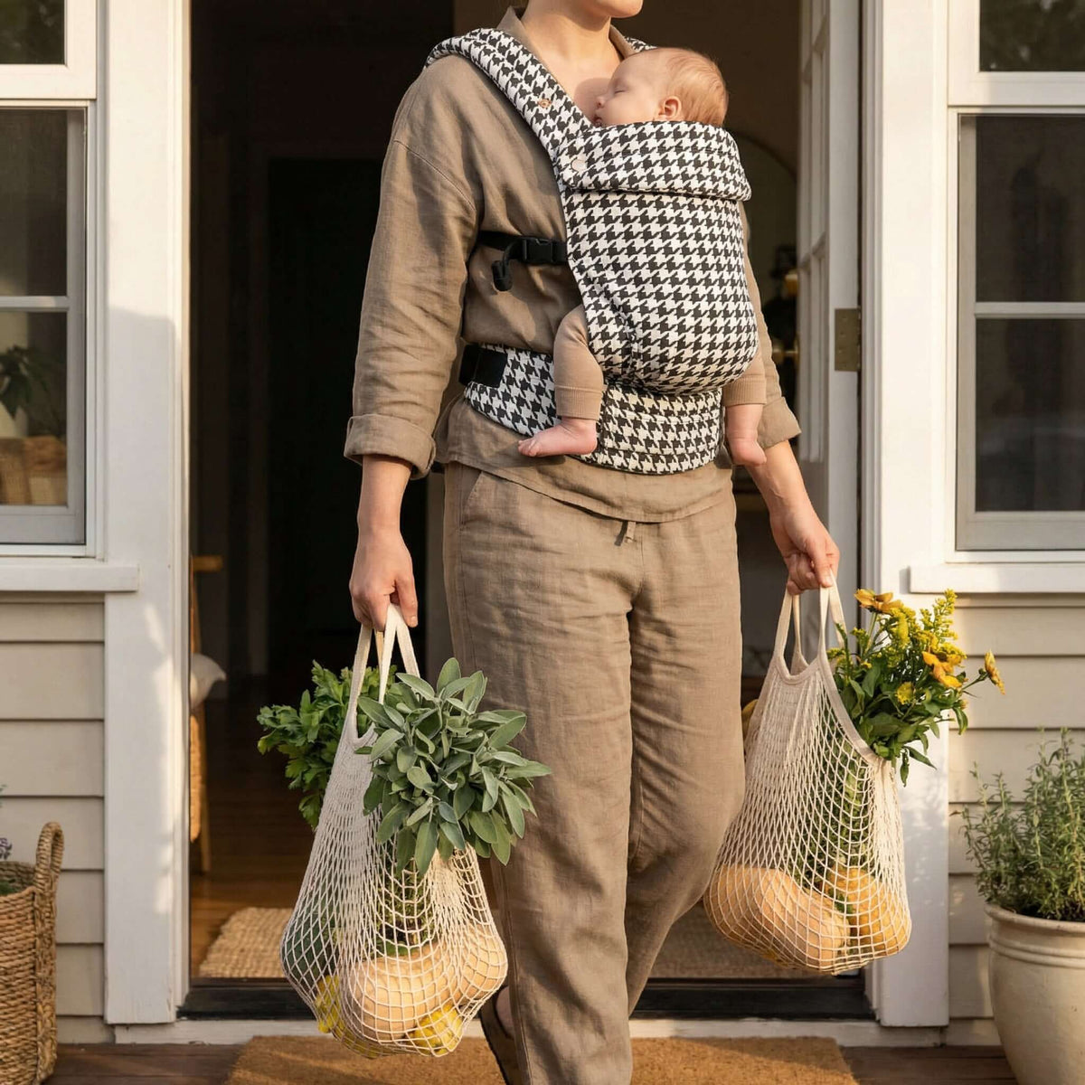 Baby carriers — ergonomic front carry position by Honey & Sage
