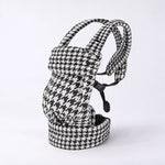 Ergonomic baby carrier in Onyx black and white houndstooth