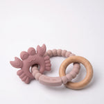 Reef silicone and beechwood baby teether in Sea Orchid