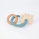 Reef silicone and beechwood baby teether in Tidal Cove