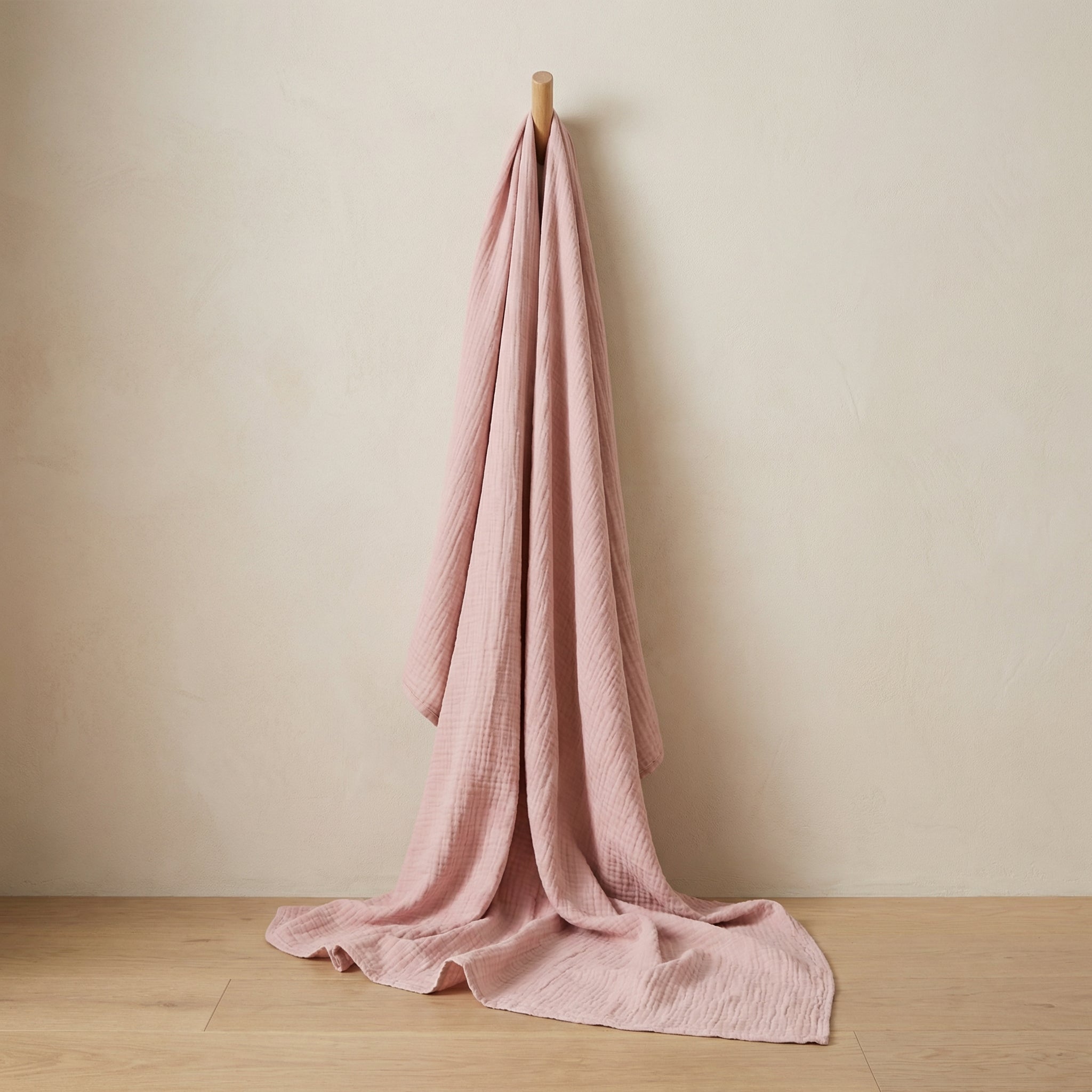 Soft pink baby swaddle blanket textured breathable fabric