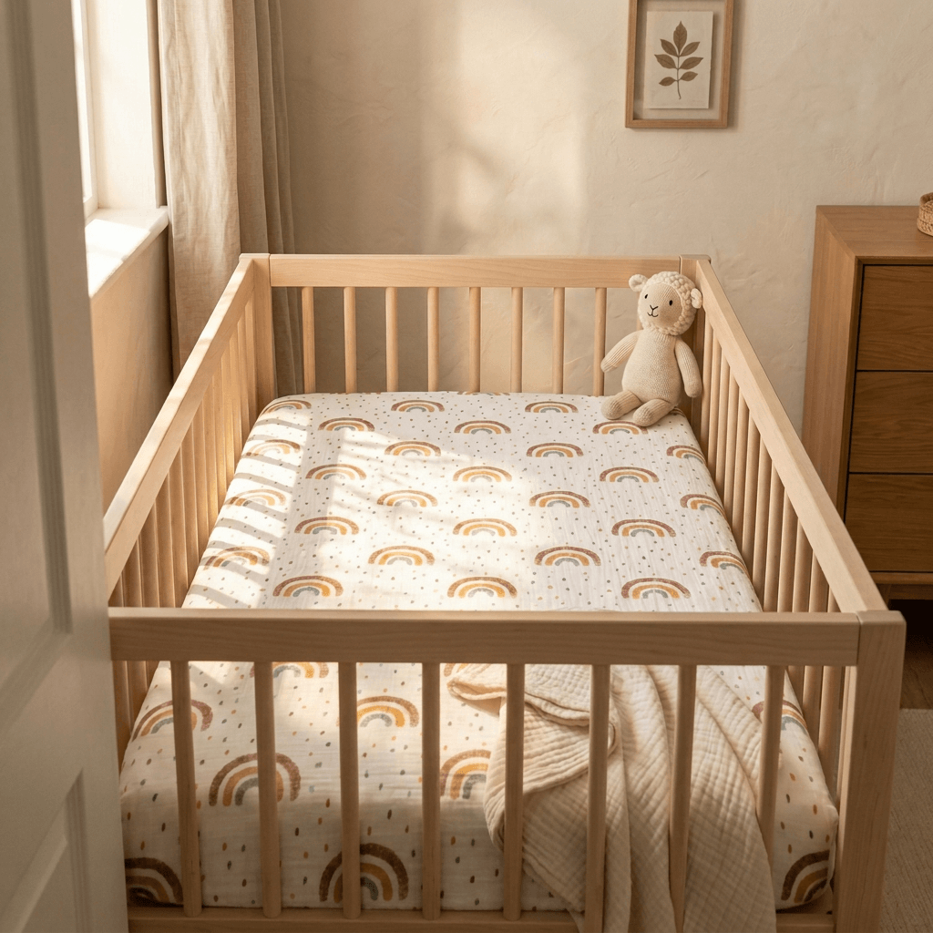 Baby cot sheets — soft breathable fitted sheet by Honey & Sage