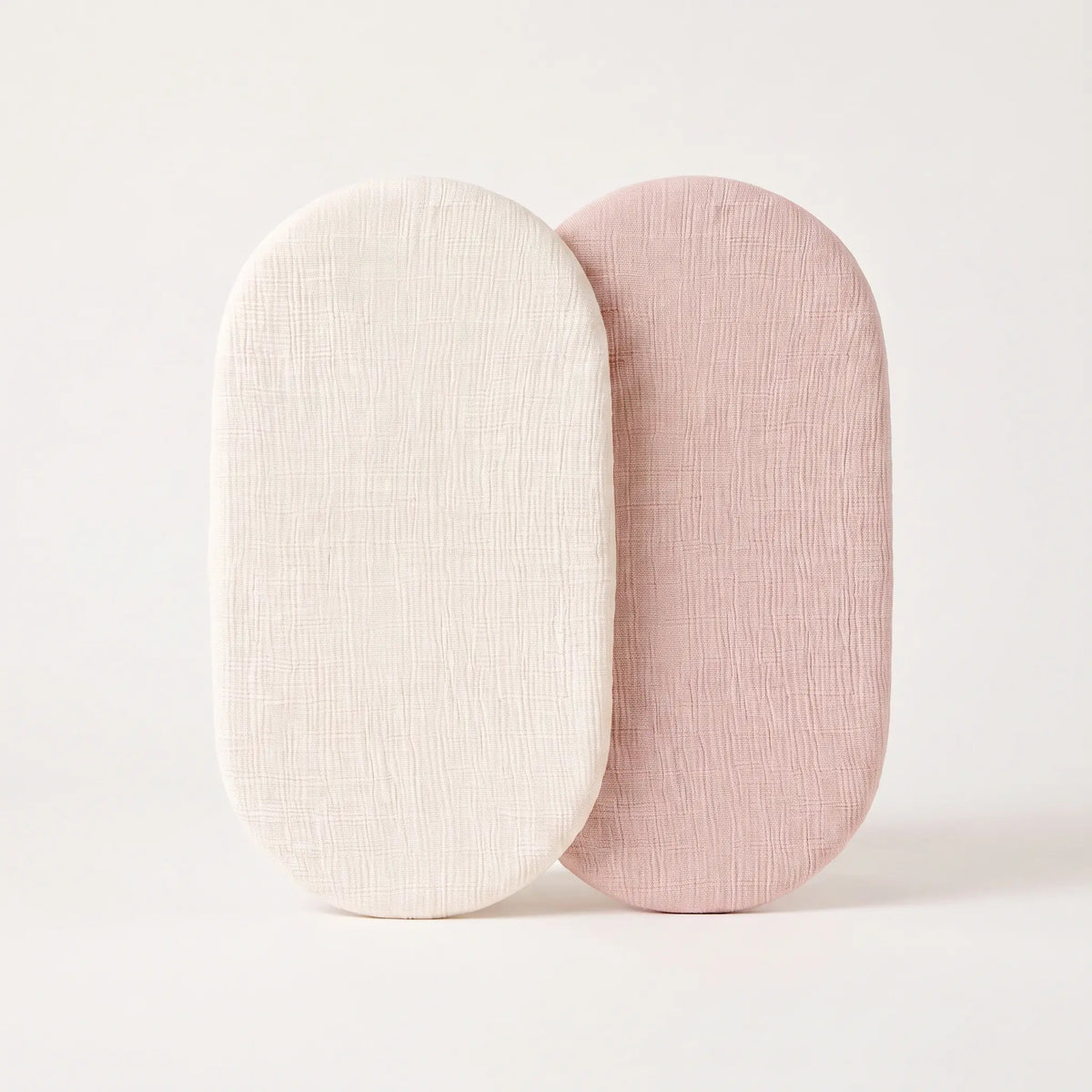 Muslin cotton fitted bassinet sheets, 2 pack in Georgia Peach